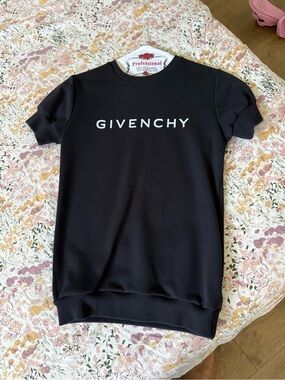 Givenchy Black Short Sleeve Logo Sweatshirt Dress